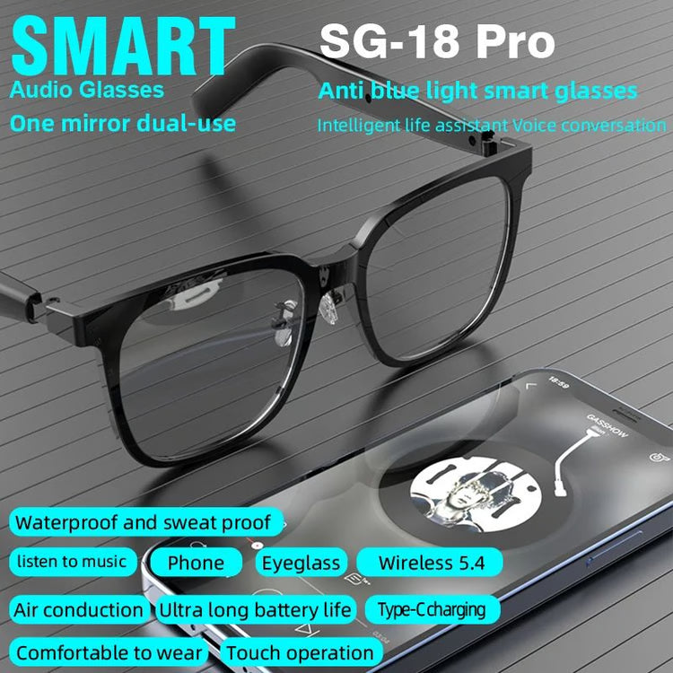 2-in-1 Smart Glasses with Bluetooth Audio & Magnetic Lenses