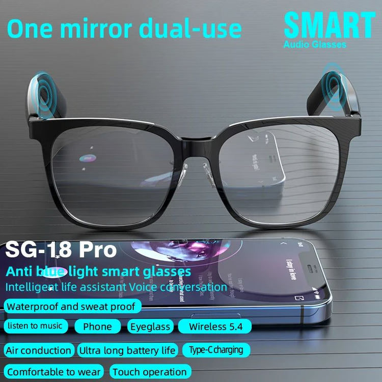 2-in-1 Smart Glasses with Bluetooth Audio & Magnetic Lenses