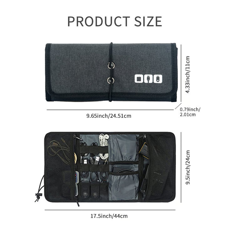 Travel Cable & Charger Organizer Bag – Electronic Accessories Cord Pouch & Roll-Up Tech Carrying Case