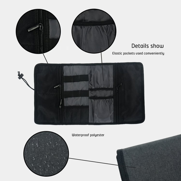 Travel Cable & Charger Organizer Bag – Electronic Accessories Cord Pouch & Roll-Up Tech Carrying Case