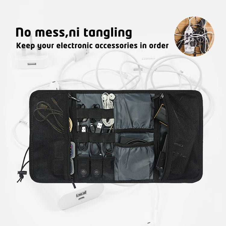 Travel Cable & Charger Organizer Bag – Electronic Accessories Cord Pouch & Roll-Up Tech Carrying Case