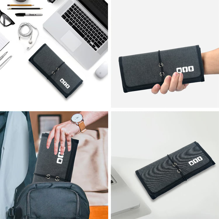 Travel Cable & Charger Organizer Bag – Electronic Accessories Cord Pouch & Roll-Up Tech Carrying Case
